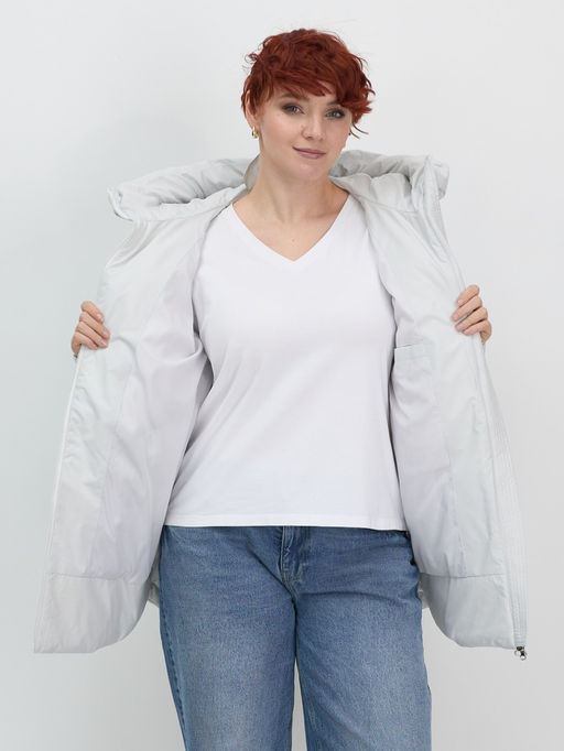 Куртка женская демисезонная с капюшоном серого цвета 1140Sr - Mtforce фото 15