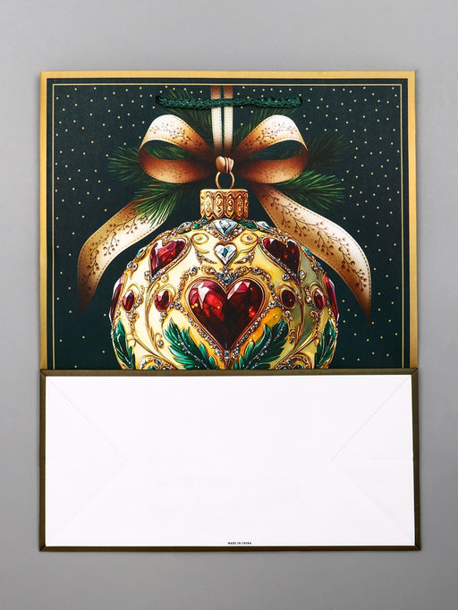 Цена за 2 шт. Пакет подарочный новогодний ламинированный, «Новогодний шар », 26×12×32 см