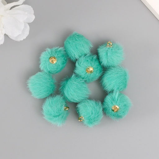 Декор для творчества искусственный мех "Шарик" бирюзовый  набор 10 шт, d=2 см