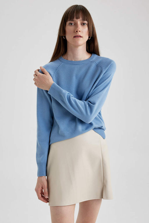 Свитер обычного кроя с круглым вырезом - Defacto фото 4