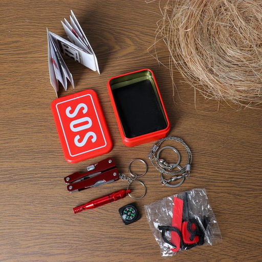 Набор для выживания 6 в 1: свисток, компас, цепь, карта выжив, кремень, универсальный нож - Мастер к фото 3