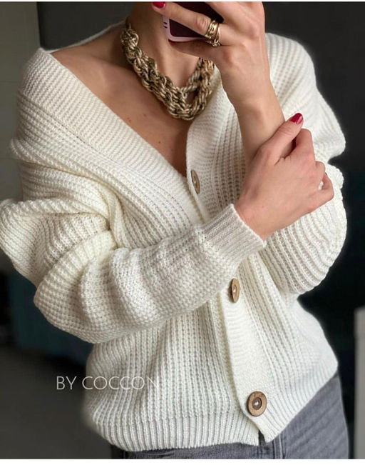 K13282 Кардиган (вязаный трикотаж) МОЛОЧНЫЙ