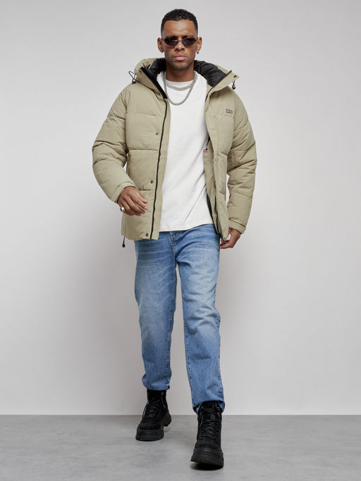 Куртка молодежная мужская зимняя с капюшоном светло-зеленого цвета 8356ZS - Wonderrman фото 18