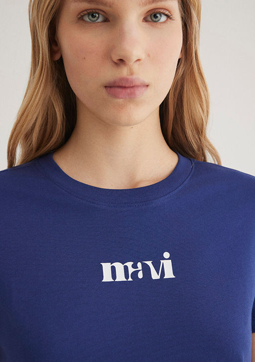 Mavi Bask?l? Lacivert Tisort  фото 5