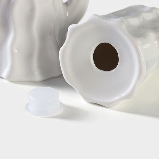 Набор для специй BellaTenero Кактусы, солонка 75 мл, перечница 75 мл, на бамбуковой подставке, фарфор, белый  фото 6