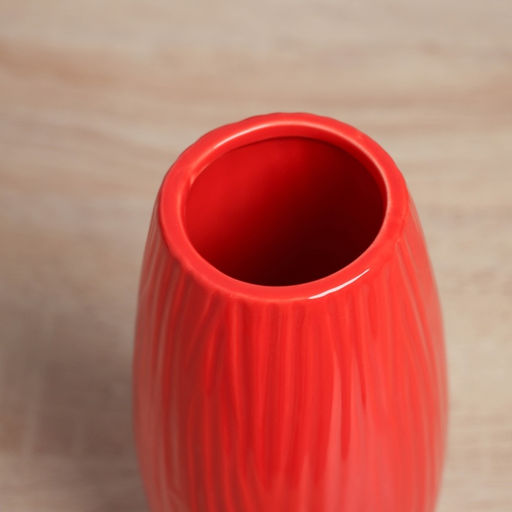 Ваза для цветов «Тьяго», полоски бочка, d=5 см, 17×7 см, керамика, красная