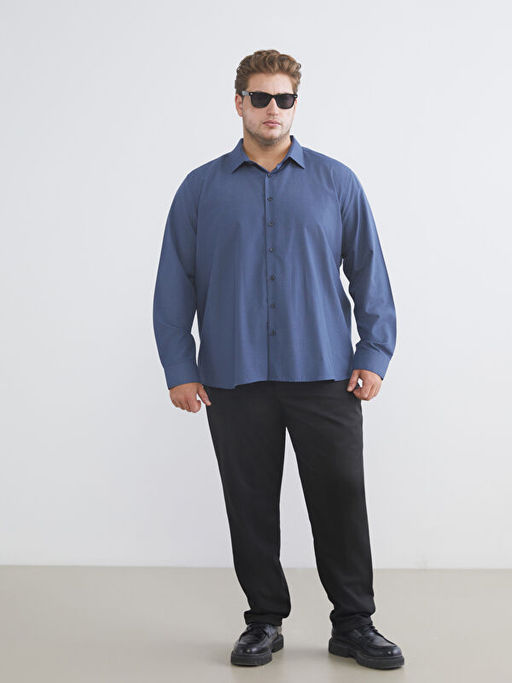 B?y?k Beden Regular Fit Uzun Kollu Ekose Erkek G?mlek