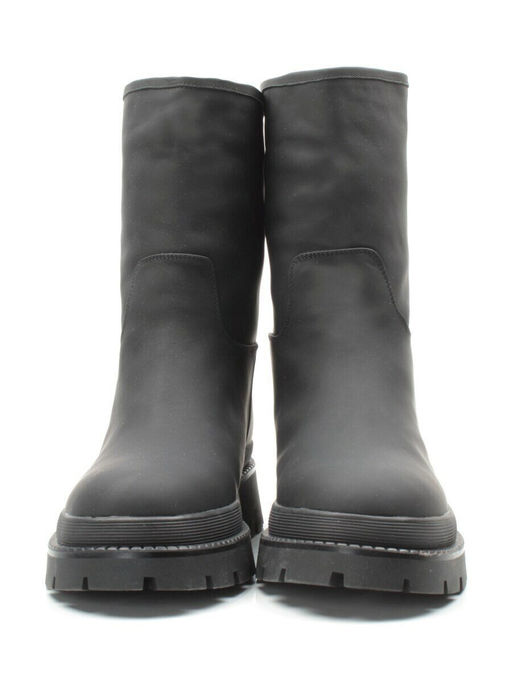 04-C186M BLACK Ботинки зимние женские (натуральная кожа (нубук) натуральный мех)