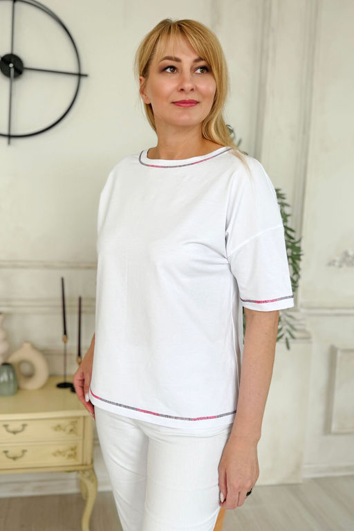 Футболка Rumoda 2220 розовый+белый  фото 3