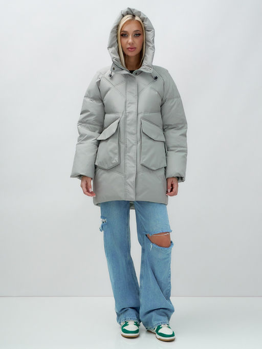 Куртка летучая мышь женская с капюшоном зимняя зеленого цвета 9617Z - Mtforce фото 6