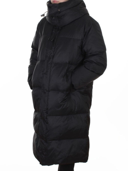 3063 BLACK Пальто пуховое женское оверсайз (утиный пух)
