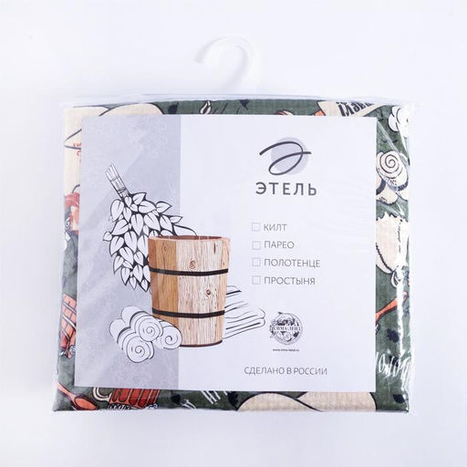 Полотенце банное Этель Генеральская банька килт 75х144см, вафля 200г/м2, 100% хлопок  фото 5