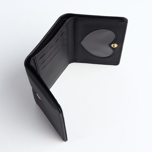 Кошелёк «Цветочек», маленький, для девочки, на кнопке, чёрный