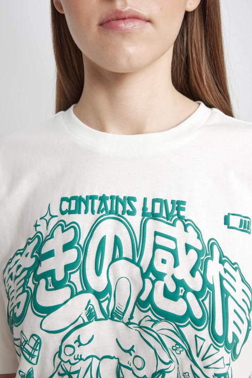 Футболка Cool Oversize с короткими рукавами и принтом - Defacto фото 6