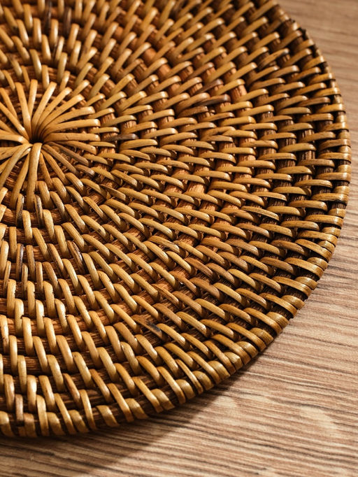 Салфетка сервировочная плетёная круглая, 15×15×0.5 см, ротанг