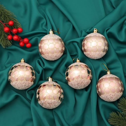 Ёлочные игрушки Сюрприз, шары новогодние, d=7 см, набор 6 шт., розовый