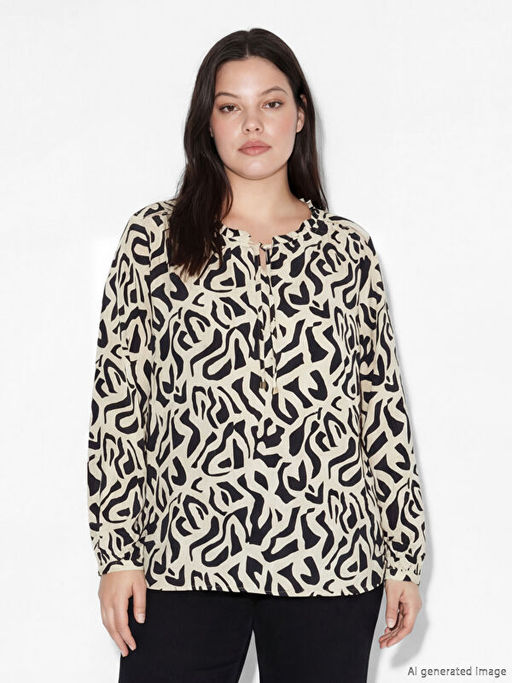Ba?lamal? Yaka Desenli Bluz