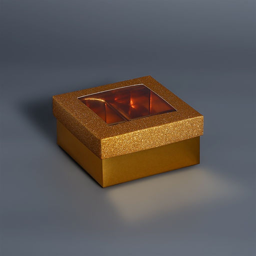 Цена за 5 шт. Коробка для 4 конфеты золото глиттер, 8.5×8.5×4 см