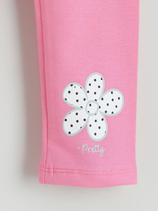 Beli Lastikli Bask?l? K?z ?ocuk Tayt