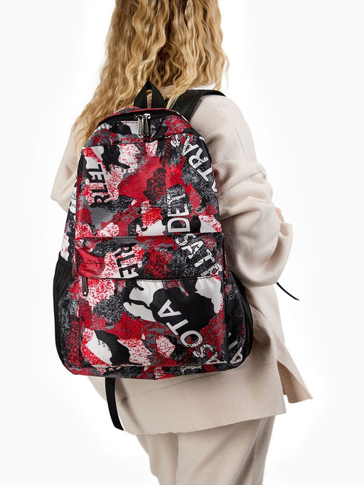 Рюкзак школьный на молнии, с карманами, с принтом, размер 30?13?42 см, голубой/серый