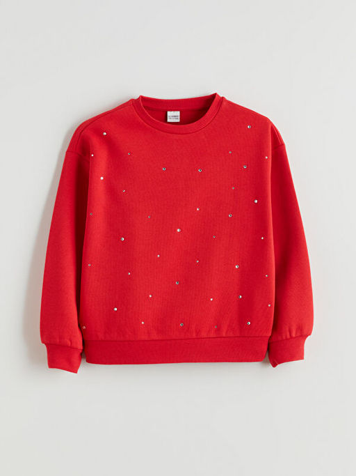 Bisiklet Yaka Ta?l? K?z ?ocuk Sweatshirt