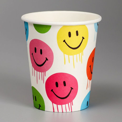 Цена за 10 шт. Стакан бумажный Смайл, 250 мл - Страна карнавалия фото 2