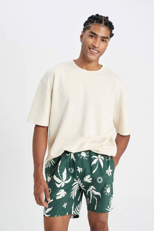 Короткие шорты для плавания стандартного кроя с рисунком - Defacto фото 3