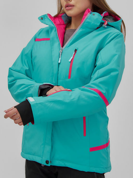 Горнолыжная куртка женская зимняя бирюзового цвета 7091Br - Chunmai фото 4