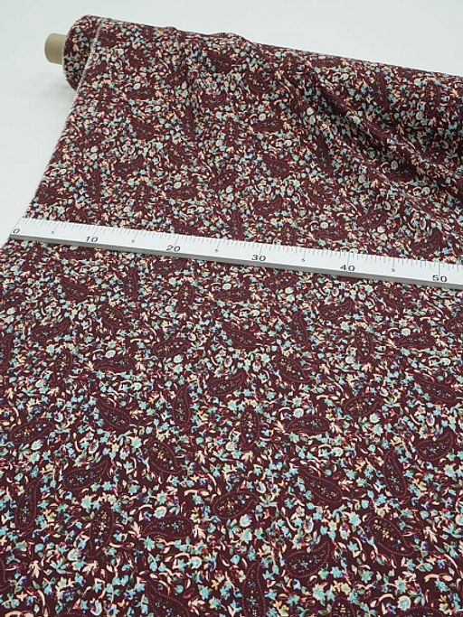 Штапель Премиум (Digital) Энжела цв.вишневый, ш.1.45м, вискоза-100%, 120гр/м.кв - Купава фото 3