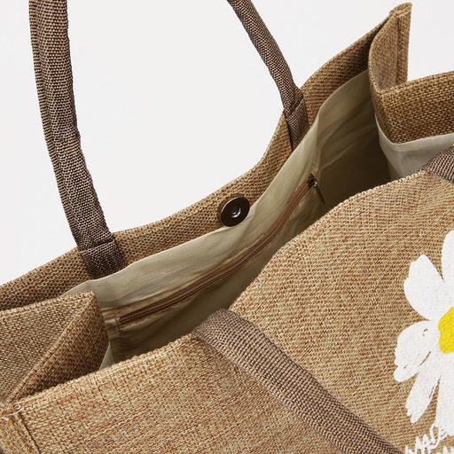 Сумка шопер на магните, 34?17?30 см, с принтом, бежевая