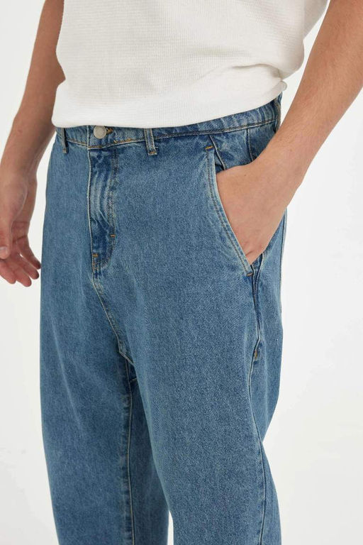 Свободный крой с напуском, морковный узор, нормальная талия, зауженные джинсовые брюки, стираные брюки - Defacto фото 6