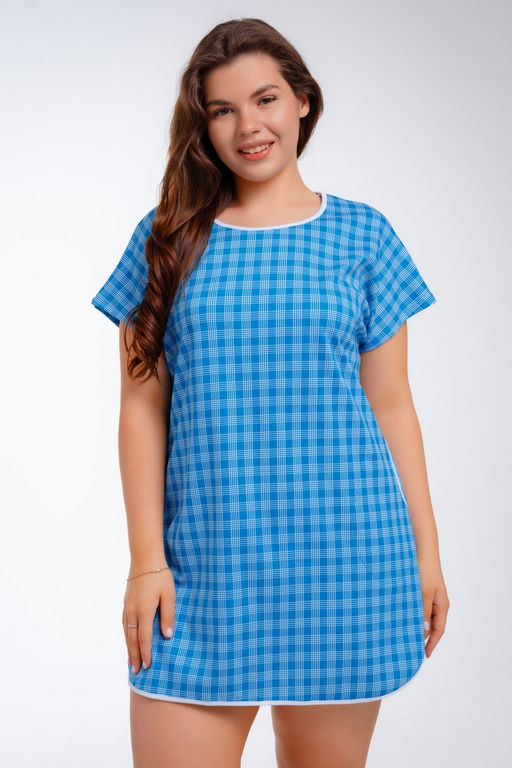 Туника женская Социал клетка голубая