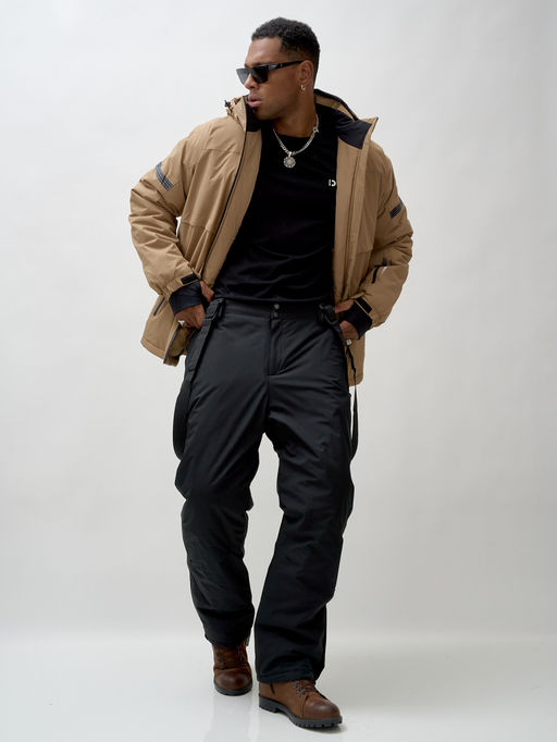 Горнолыжный костюм мужской зимний бежевого цвета 3710B - Leifensh фото 22