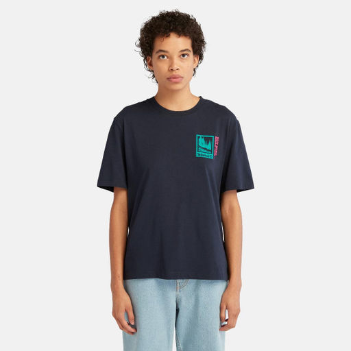 Женская футболка Timberland BACK GRAPHIC TEE темно-синяя фото 4