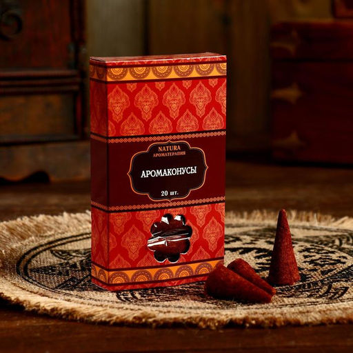 Цена за 2 шт. Благовония Natura, 20 конусов с подставкой, Сандал