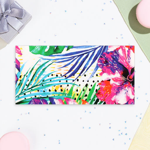 Цена за 10 шт. Конверт для денег Универсальный глиттер, листья, 17х8,5 см - Simaland фото 2