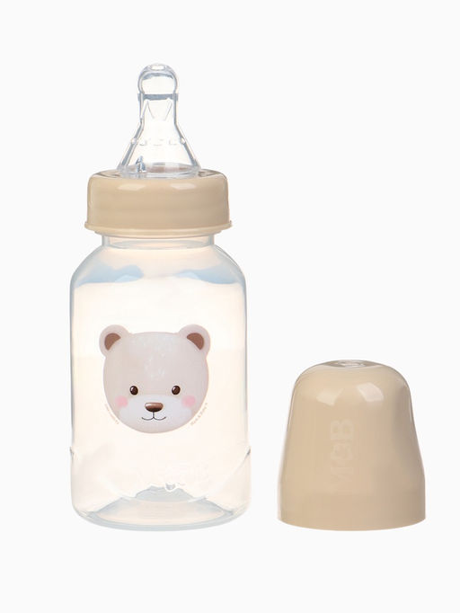 Бутылочка для кормления, новогодняя, Bear, 150 мл, цилиндр, бежевый Mum&Baby