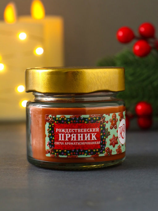 Ароматическая свеча в банке Рождественский пряник, 100 мл, 14 ч