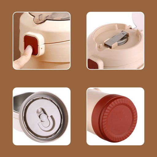 Термос для еды, 1.6 л, до 24 ч, 2315 см, с широким горлом, 2 контейнера, нержавеющая сталь, бежевый, красный - Simaland фото 2