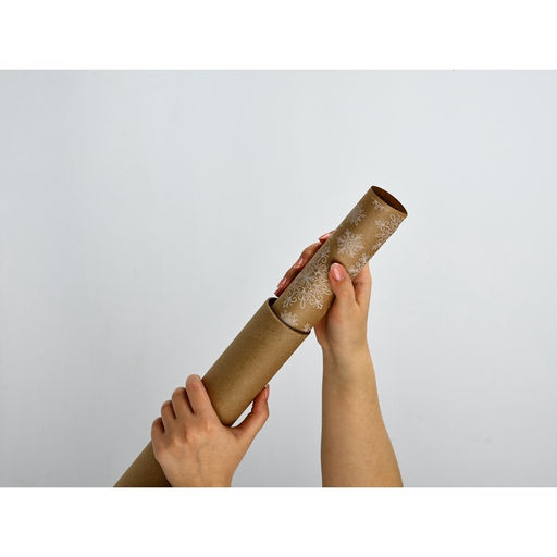 Бумага в тубусе крафтовая в рулоне «Снежинки», 0.68 × 7 м