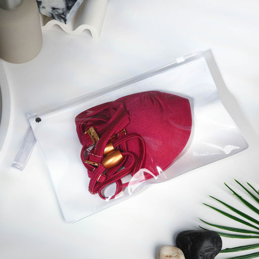 Цена за 2 шт. Косметичка для бассейна с застёжкая зип-лок, большая, принт Summer, прозрачная/оранжевая - Simaland фото 3