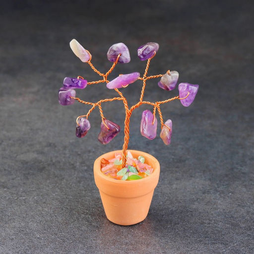 Денежное дерево декоративное «Сувенир бонсай. Мудрость. Аметист», натуральный камень, 9×3.5 см