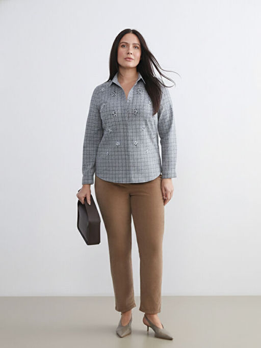 B?y?k Beden Ekose Kad?n G?mlek