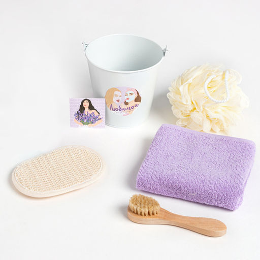 Набор подарочный Этель. Любимой подружке, 6 предметов, полотенце, мочалка, щётка  фото 2