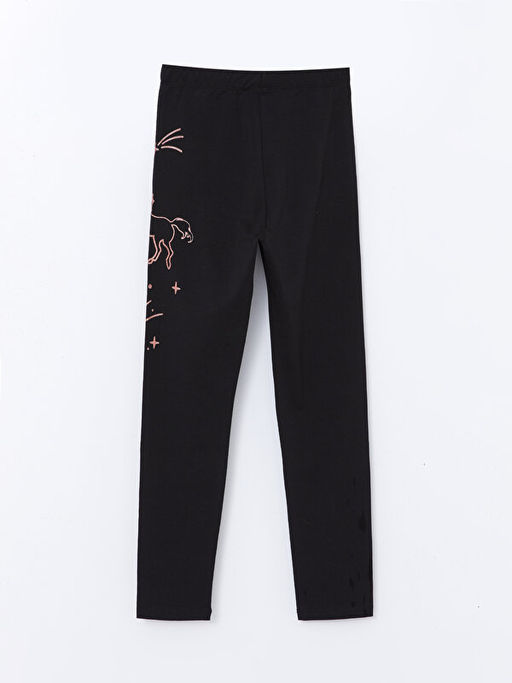 Beli Lastikli Bask?l? K?z ?ocuk Uzun Tayt