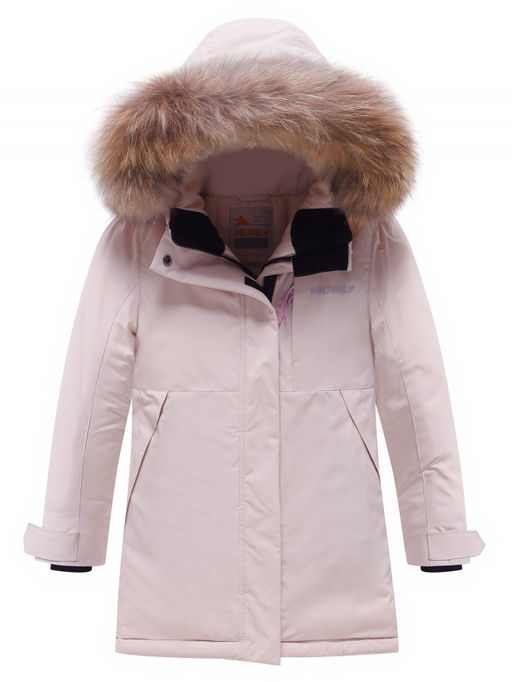 Парка зимняя подростковая для девочки с капюшоном и мехом розового цвета 9532R - Valianly фото 8
