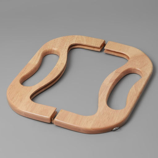 Ручка-фермуар для сумки, деревянная, на магнитах, с креплением, 27×12×2.5 см, бежевая