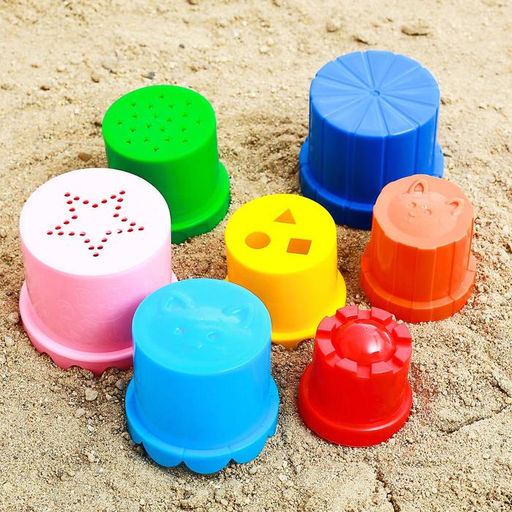 Пирамидка детская, стаканчики для песка, пластик, цвета МИКС