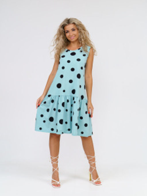 914 Сарафан "Горох/дымчато-голубой"
