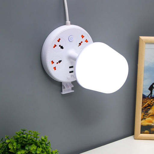 Настольная лампа «Эра» LED 5 Вт 3000К-6000К 4 розетки 2хUSB2.0 МИКС 15×15×22 см RISALUX